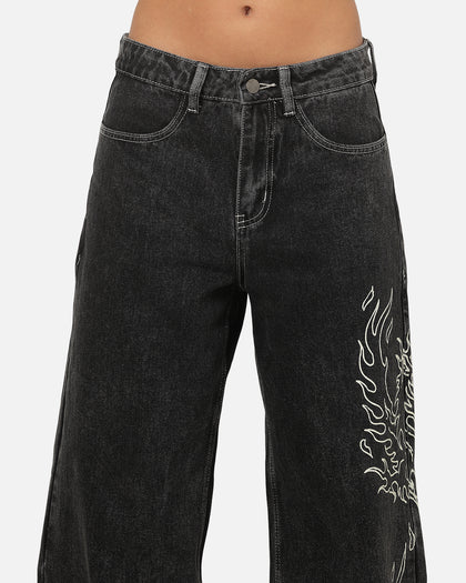 Ed Hardy Women's Distressed Logo Jeans Black