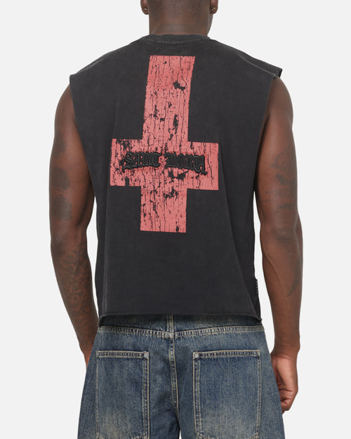 Saint Morta Saints Marked Cut Off Muscle T-Shirt Washed Black