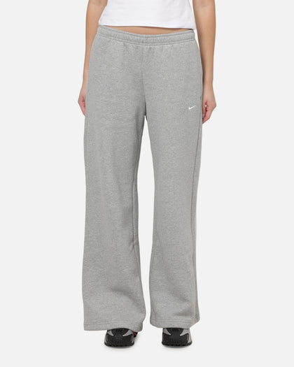Nike Women's Studio Fleece Medium Weight Mid-Rise Wide-Leg Pants Dark Grey Heather