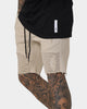 Saint Morta United Distressed Biker Shorts Stone