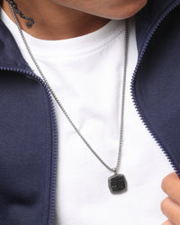 Guess Mainline Back To Black Octagon Necklace Black