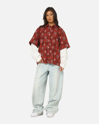 Saint Morta Sanctuary Layered Button Up Shirt Red