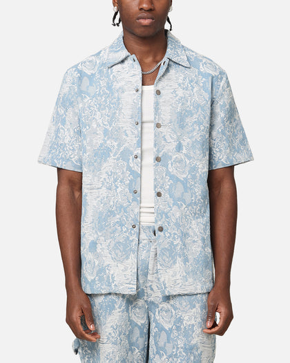 XXIII Denim Jacquard Button Up Shirt Pacific Blue
