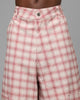 Loiter Utility Cargo Shorts Pink Check