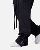MNML Straight Leather Snap Zipper Cargo Pants Black