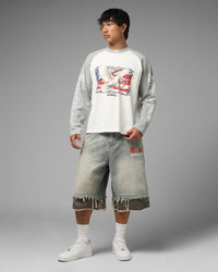 Loiter American Dream Long Sleeve T-Shirt Off White/Grey