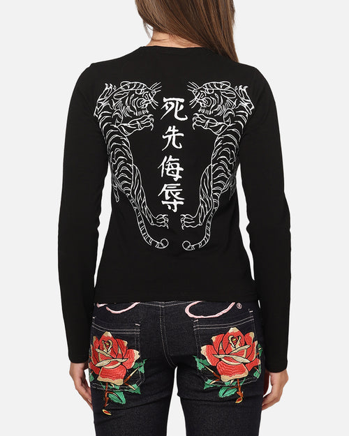 Ed Hardy Women's Tiger Long Sleeve T-Shirt Black