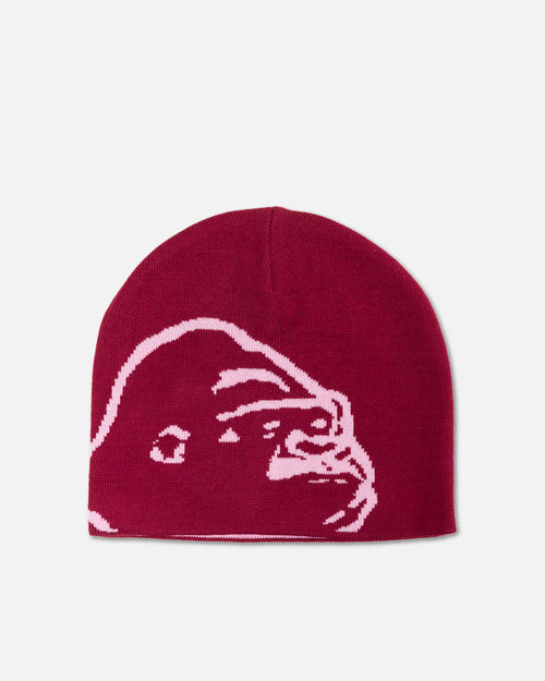 X-Large Gorilla Skull Beanie Plum