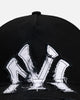 New Era New York Yankees 'Applique Distressed' 9FORTY A-Frame Snapback Black/White