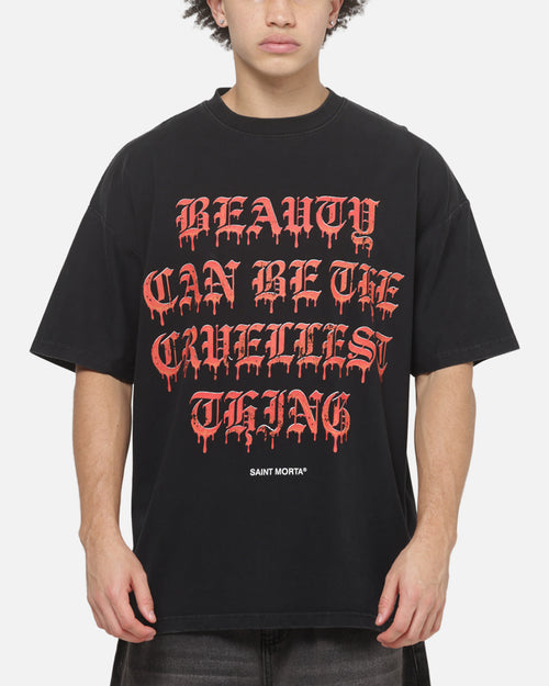 Saint Morta Cruel Beauty Boxy T-Shirt Washed Black