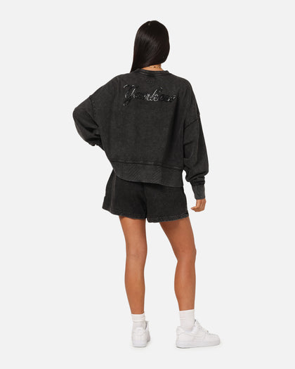 Pro Standard Women's New York Yankees Washed Crystaline Crewneck Washed Black