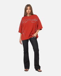 Ed Hardy Cyber Rhinestone T-Shirt Red