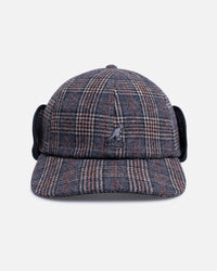 Kangol Plaid Earflaps Baseball Cap Grey