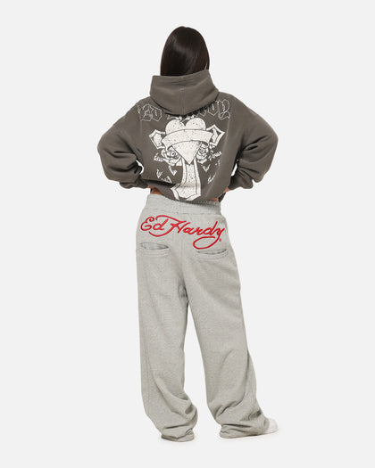 Ed Hardy Sacred Heart Hoodie Washed Charcoal
