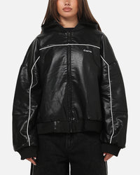 Carré Velocity Vegan Leather Bomber Jacket Black