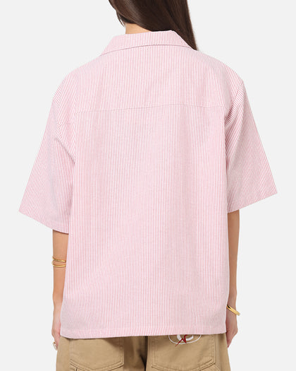 Carre Rose Pinstripe Button Up Shirt Red Stripe