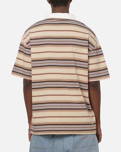 Vouseti Post Game Polo Shirt Latte Multi Stripe