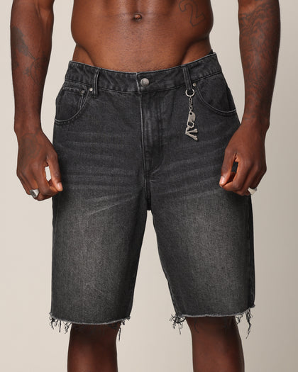 Saint Morta Baggy Denim Shorts Black Shadow