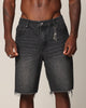 Saint Morta Baggy Denim Shorts Black Shadow
