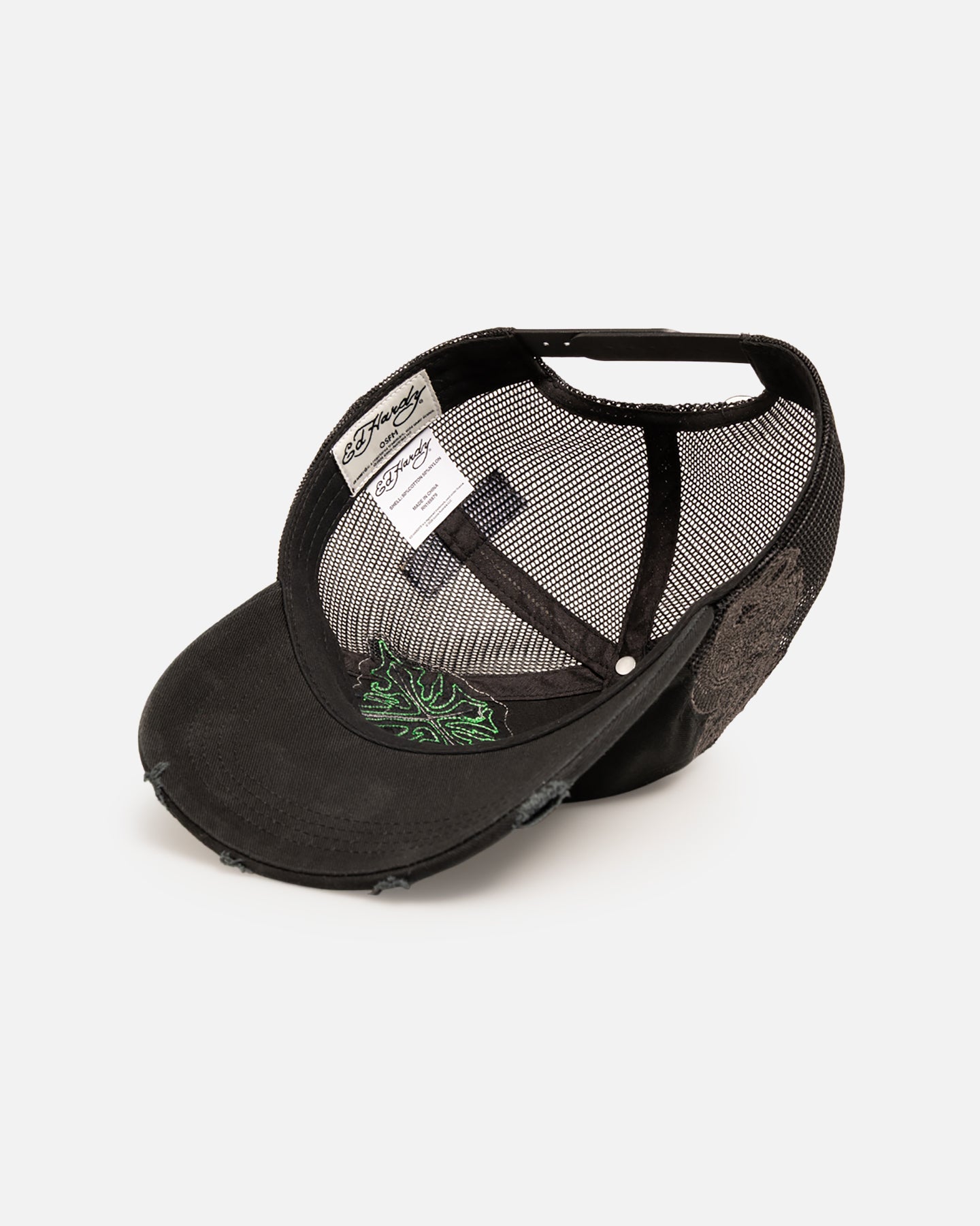 Ed Hardy Euro Distressed Trucker Snapback Black | Culture Kings