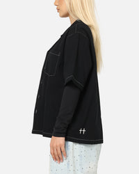 Saint Morta Fray Contrast Button Up Shirt Contrast Black