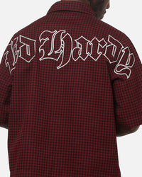 Ed Hardy Ghost Tattoo Button Up Shirt Plum