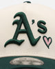 New Era Oakland Athletics 'Pink Satin Hearts Green' 9FORTY A-Frame Snapback Chrome/Dark Green