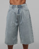 Loiter Star Born Pleated Jorts Blue Washed Denim