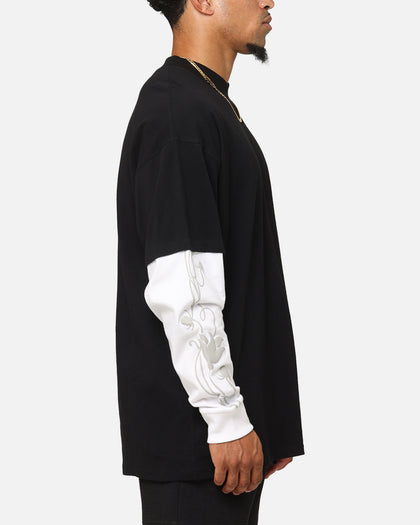 Carre Rosebowl Layered Long Sleeve T-Shirt Black/White