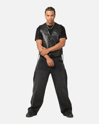 XXIII Tied Up PU Leather Vest Black