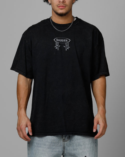 Loiter Chrome Spider T-Shirt Black Acidwash