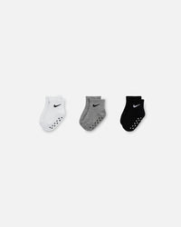 Nike Infants' Core Swoosh Ankle Gripper Socks 3 Pack Dark Grey Heather