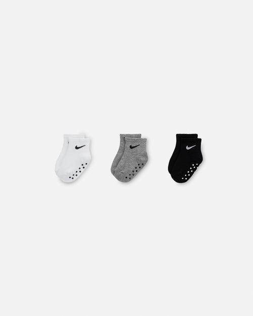 Nike Infants' Core Swoosh Ankle Gripper Socks 3 Pack Dark Grey Heather