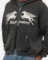 Represent Pegasus Zip Through Hoodie Vintage Grey