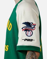 Pro Standard Oakland Athletics Double Knit Raglan T-Shirt Green