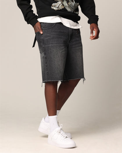 Saint Morta Baggy Denim Shorts Black Shadow