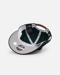 New Era Los Angeles Lakers 9FIFTY Retro Melton Pinstripe Strapback Dark Green/Black