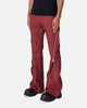 MNML D519 Leather Zipper Flare Pants Red