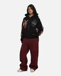 Ed Hardy Women's Floral Zip Hoodie Black