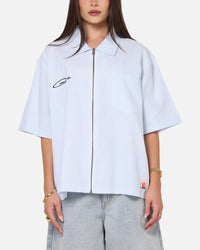 Carre Oxford Stripe Zip Up Shirt Blue/White Stripe