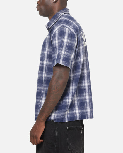 Saint Morta Paradise Studios Button Up Shirt Navy Plaid