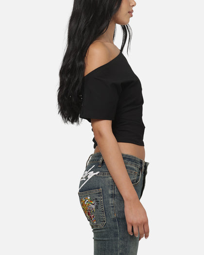 Ed Hardy Women's Off Shoulder T-Shirt Black