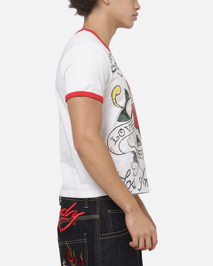 Ed Hardy Love Kills Slowly Ringer T-Shirt White