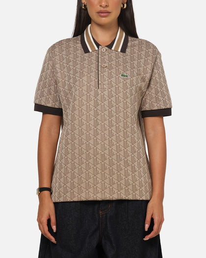 Lacoste Monogram Classic Fit Polo T-Shirt Crossiant/Cookie
