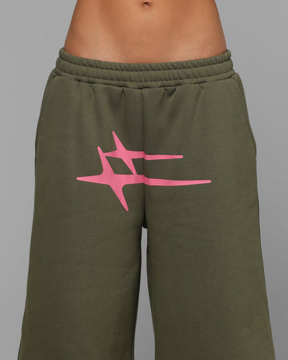 Loiter Hybrid Premium Shorts Olive/Pink