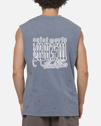 Saint Morta Wings Of Flight Oversized Muscle T-Shirt Washed Blue