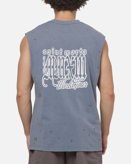 Saint Morta Wings Of Flight Oversized Muscle T-Shirt Washed Blue