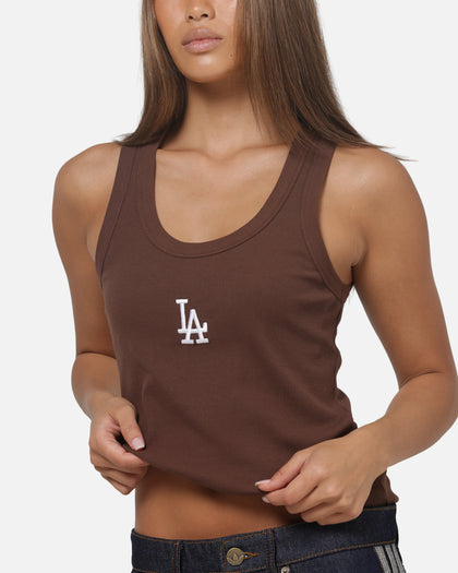 Majestic Athletic Women's Los Angeles Dodgers Rib Logo Tank Dark Chocolate