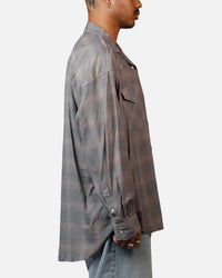 MNML Faded Print Flannel Shirt Grey