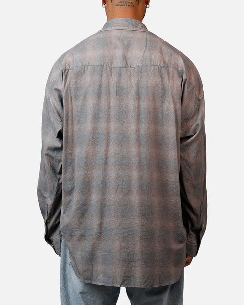 MNML Faded Print Flannel Shirt Grey